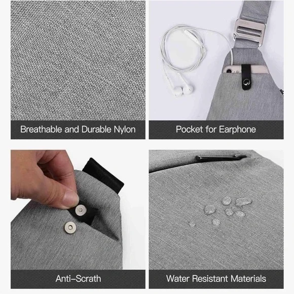 Broadream Gray Sling Bag Crossbody Chest Pack Minimalist - Picture 14 of 14